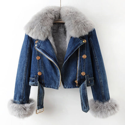 Luxury Fur Lined Leather Biker Jacket - Nocini