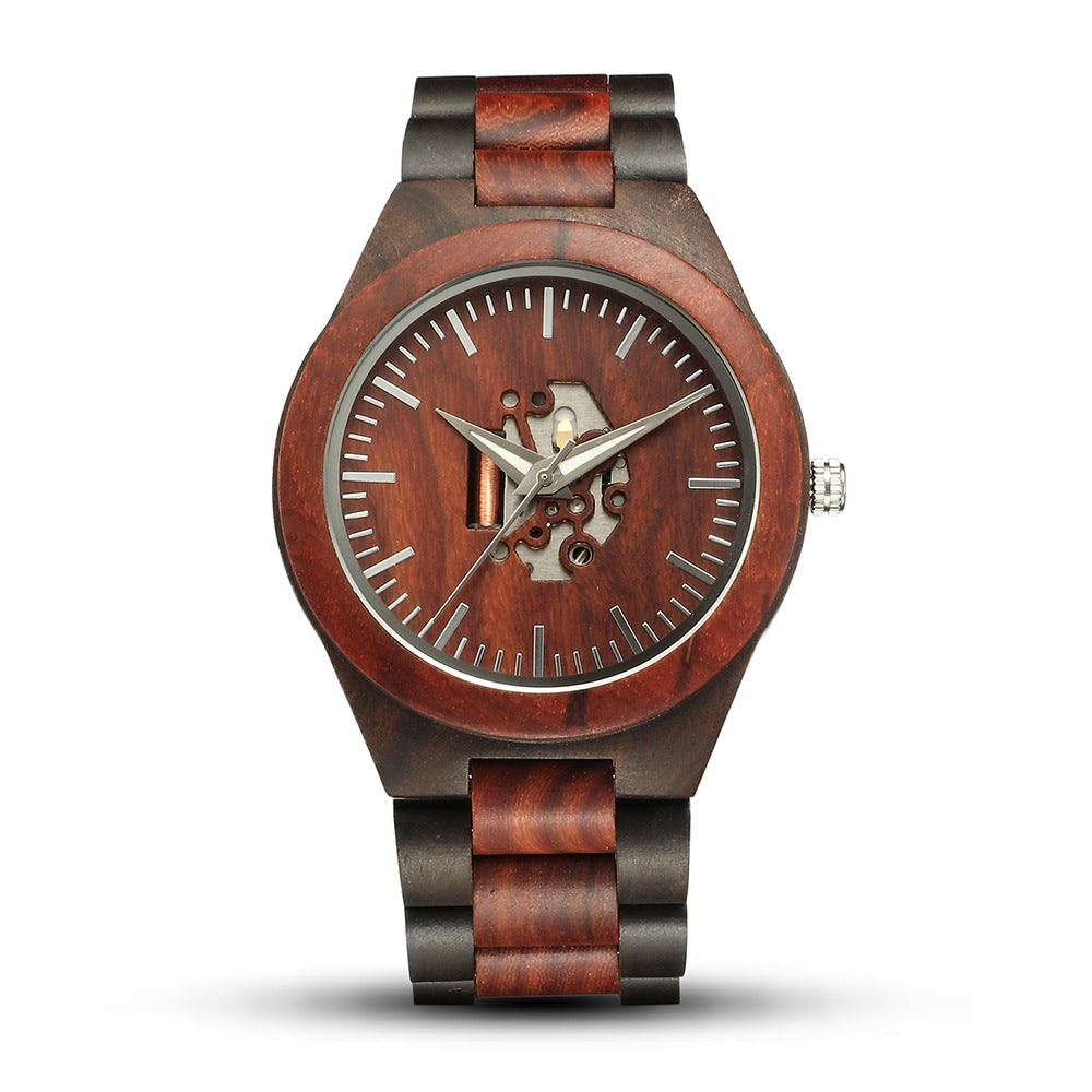 Men's Mechanical Skeleton Leather Strap Watch - Nocini