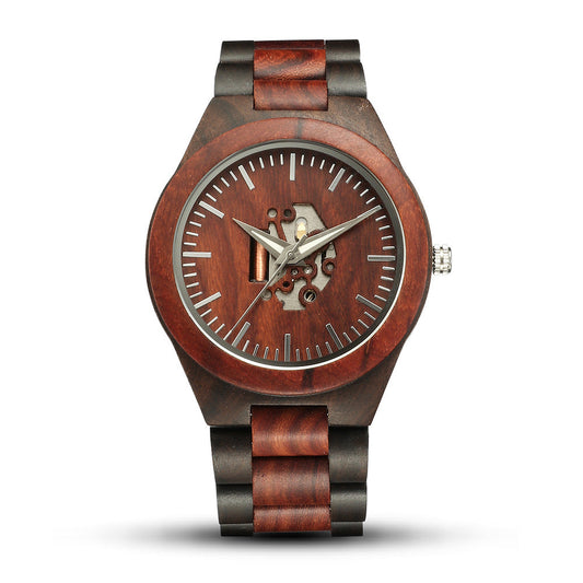 Men's Mechanical Skeleton Leather Strap Watch - Nocini