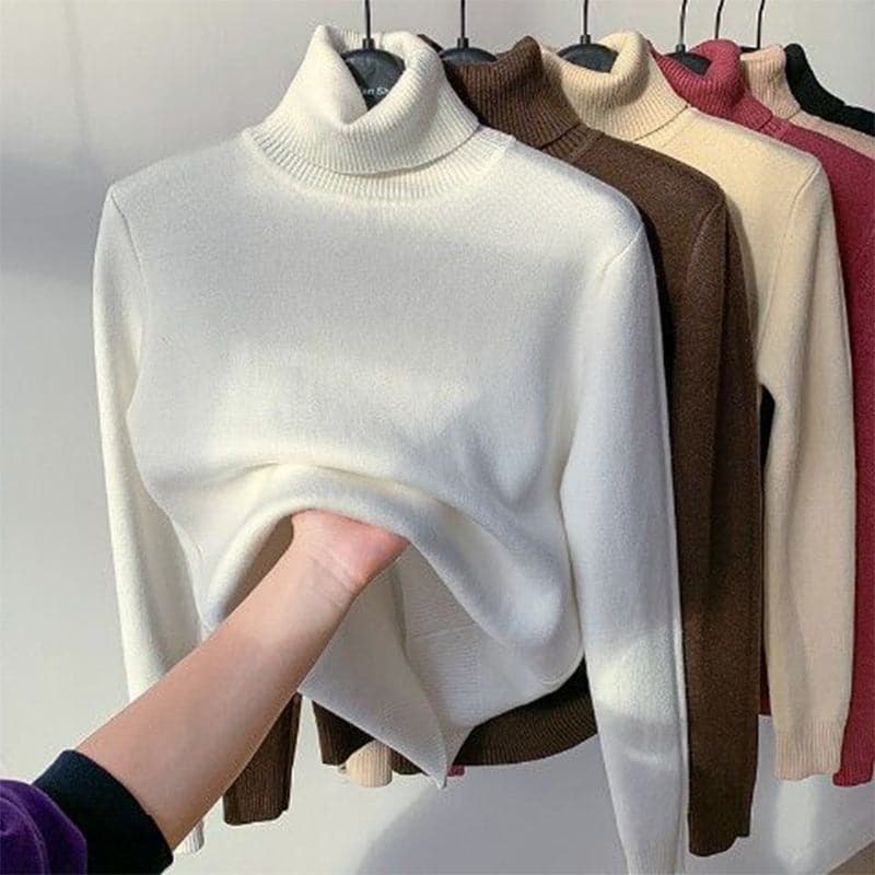 Women's Fitted Crew Neck Sweater Soft Long Sleeve