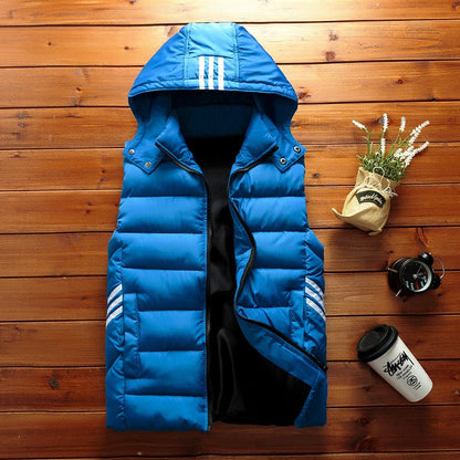 Warm Padded Quilted Men's Vest with Hood - Nocini
