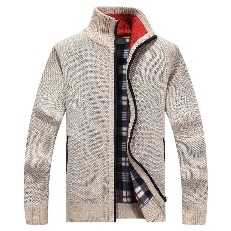 Cozy Mens Zip Up Crew Neck Sweater - Olytrend