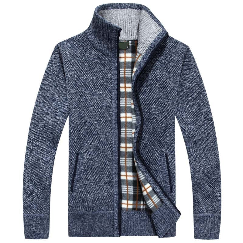 Cozy Mens Zip Up Crew Neck Sweater