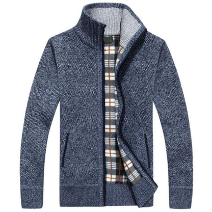 Cozy Mens Zip Up Crew Neck Sweater