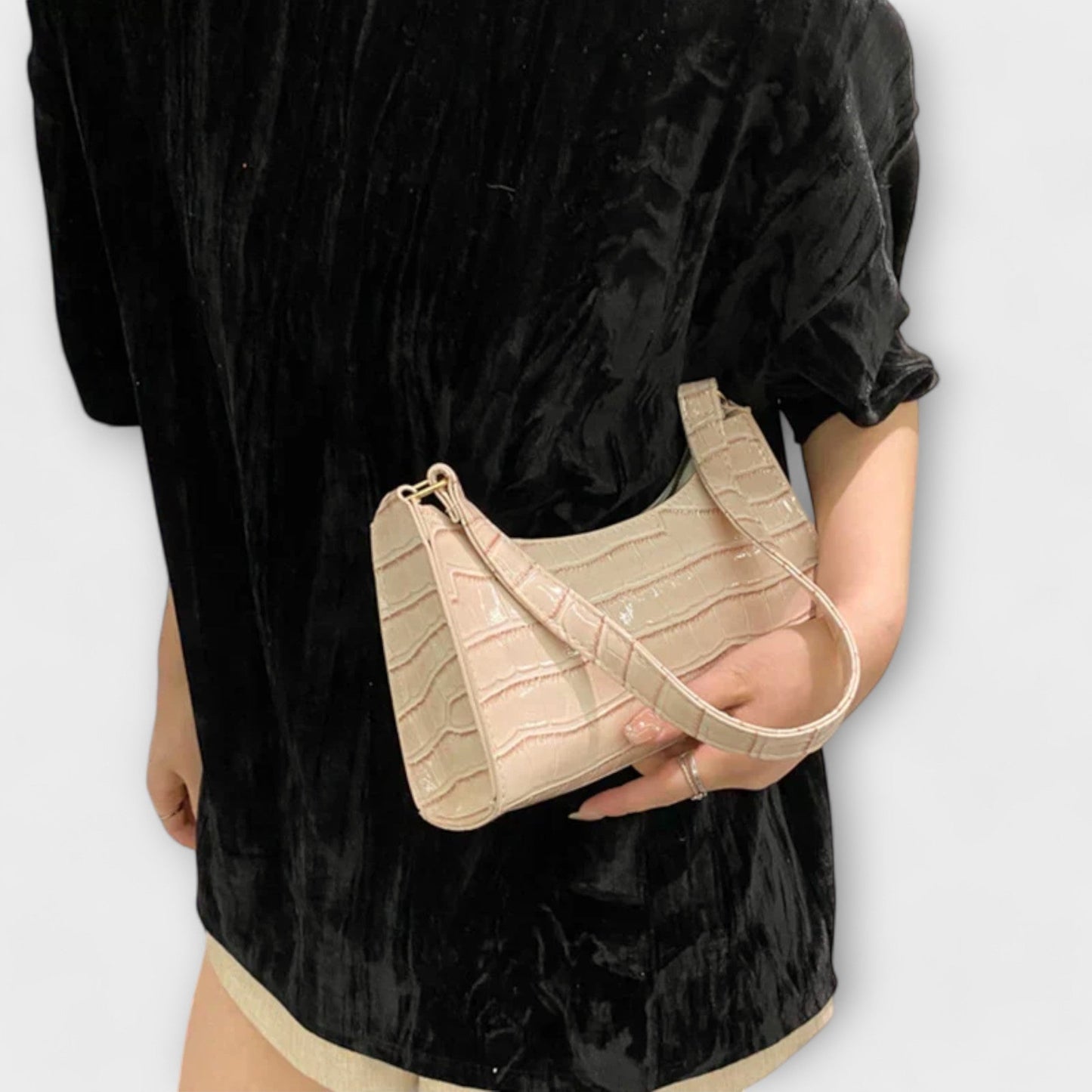 Shiny Faux Leather Shoulder Bag for Women
