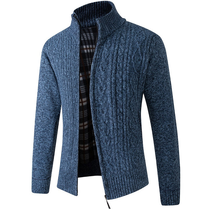 Cozy Mens Zip Up Crew Neck Sweater