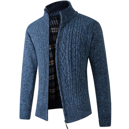 Cozy Mens Zip Up Crew Neck Sweater