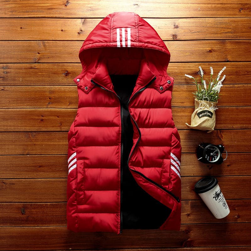 Warm Padded Quilted Men's Vest with Hood