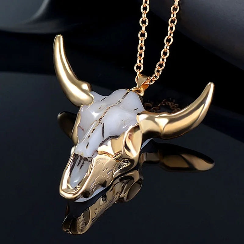 Luxury Marble Bull Pendant Necklace