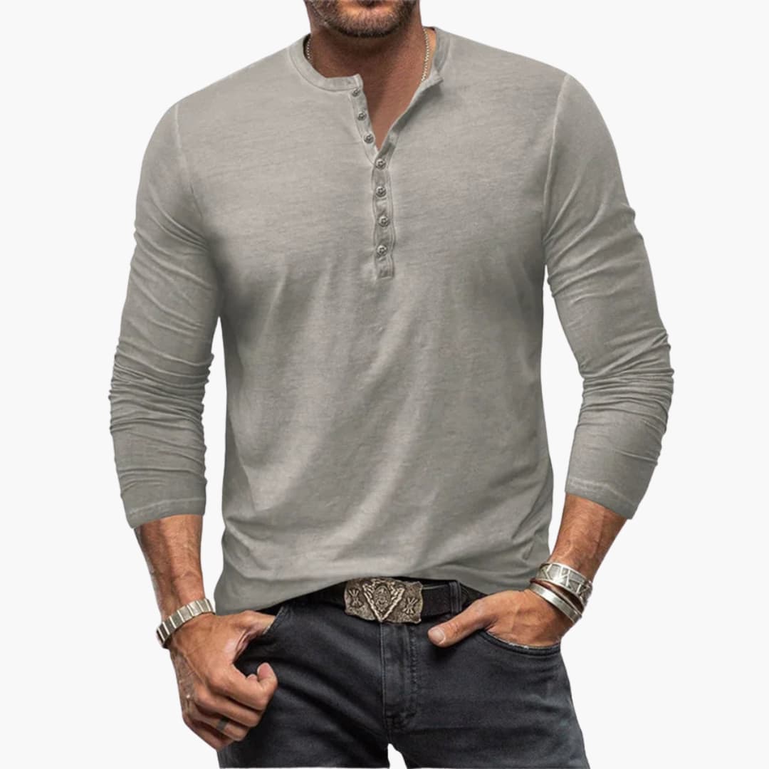 Classic Mens Button Front Long Sleeve Shirt - Olytrend