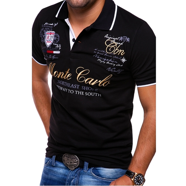 Slim Fit Mens Polo Shirt with Graphic Print - Nocini