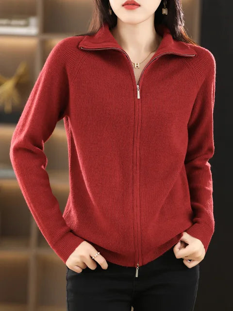 Cozy Women's High Neck Zip Sweater - Nocini