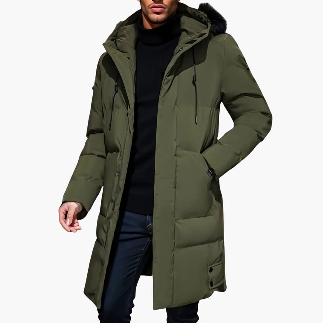Waterproof Men's Parka Coat with Hood and Zip