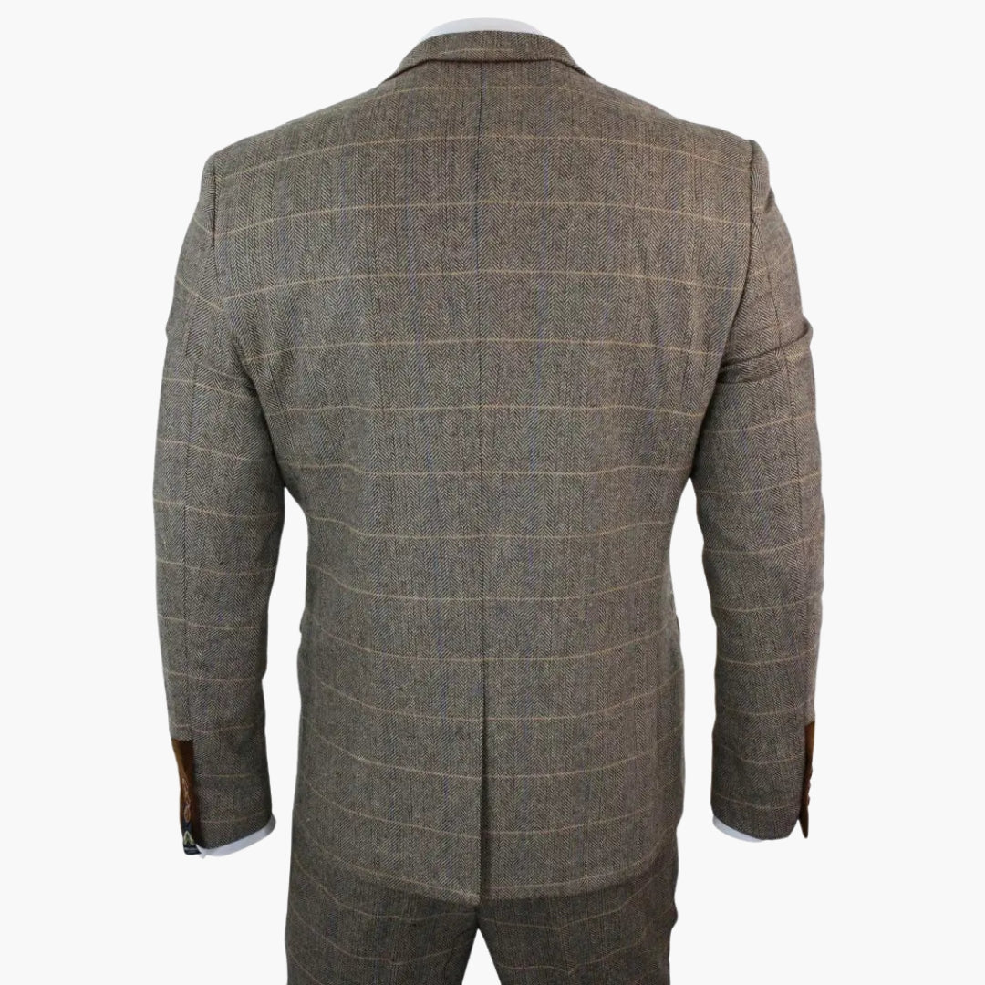 Classic Checked Three Piece Mens Suit