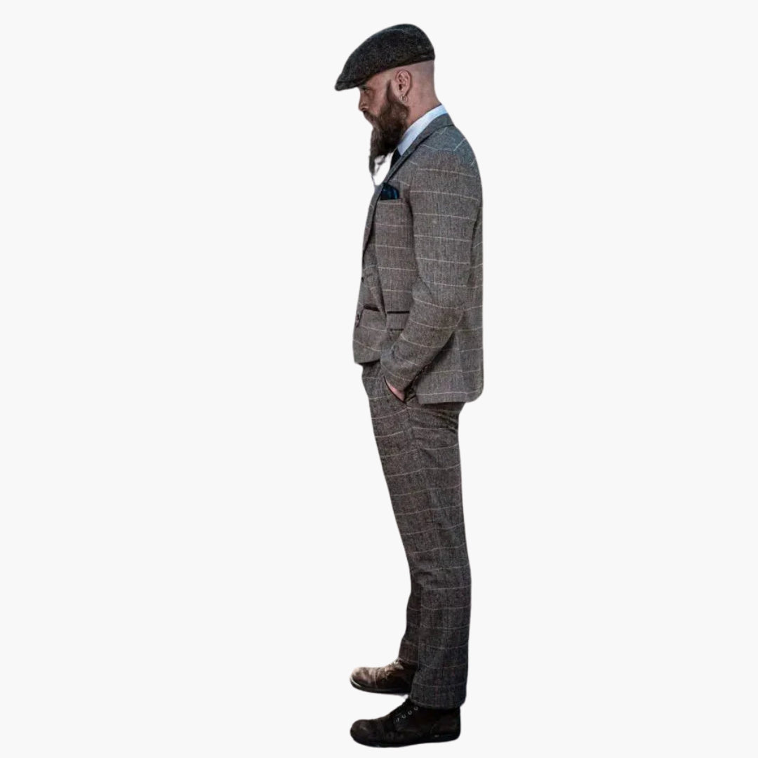 Classic Checked Three Piece Mens Suit