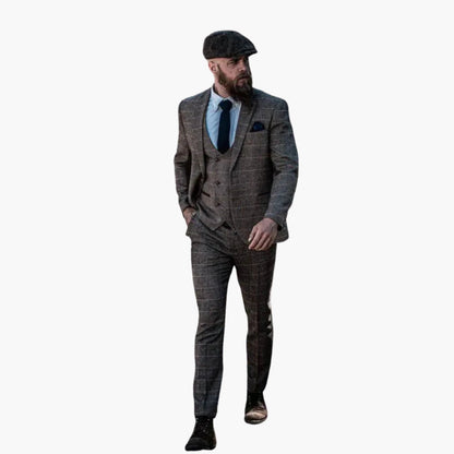 Classic Checked Three Piece Mens Suit