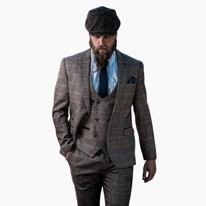 Classic Checked Three Piece Mens Suit
