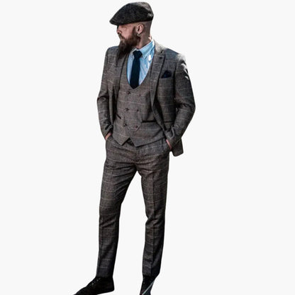 Classic Checked Three Piece Mens Suit