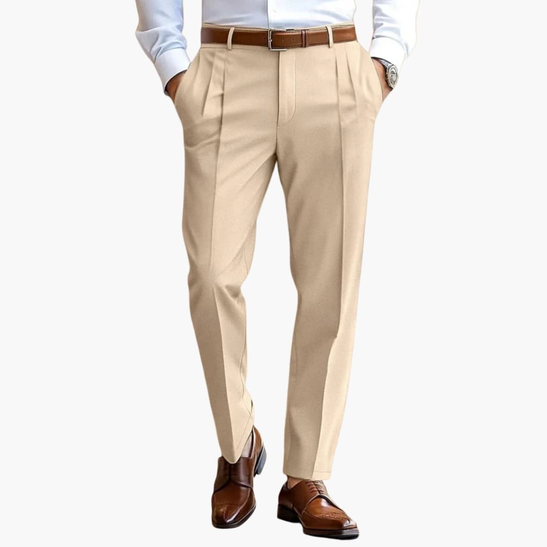 Classic Fit Pleated Dress Pants - Olytrend