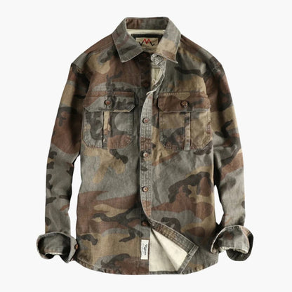 Relaxed Fit Mens Utility Shirt with Pocket Detail - Olytrend