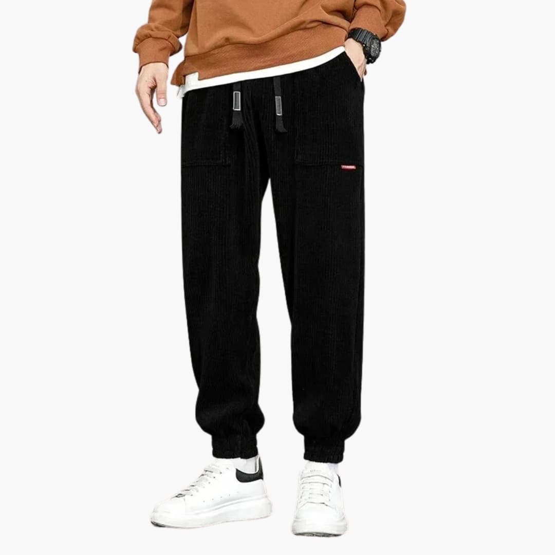 Men's Casual Corduroy Sweatpants with Elastic Waist - Olytrend