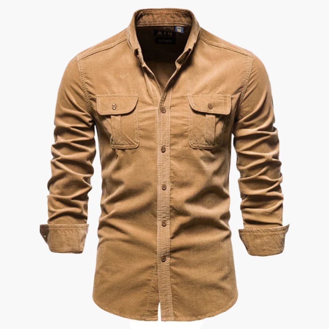 Rugged Button Down Shirt for Men with Pocket Detail - Olytrend