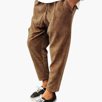 Comfortable Corduroy Trousers with Elastic Waist - Olytrend