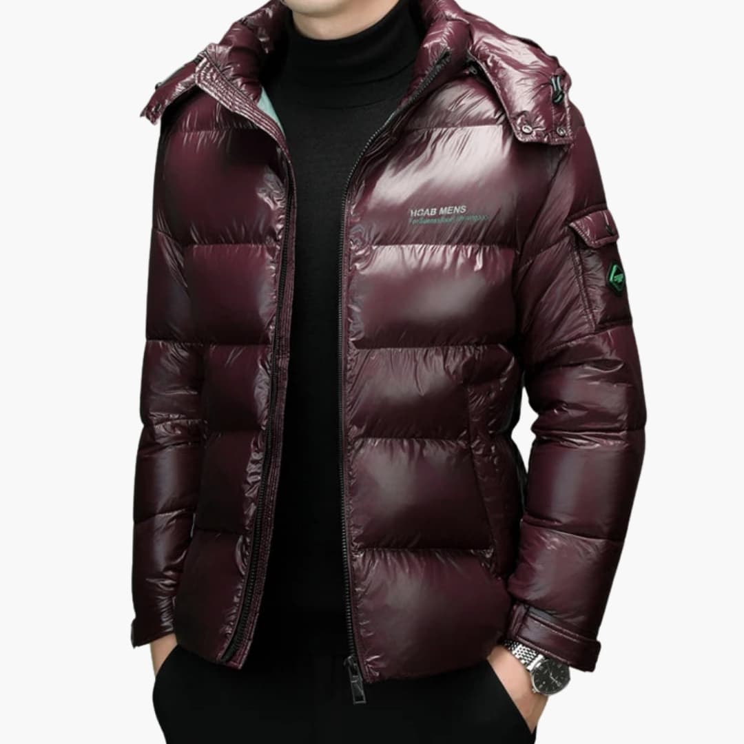 Warm Men's Puffer Coat with Long Sleeves