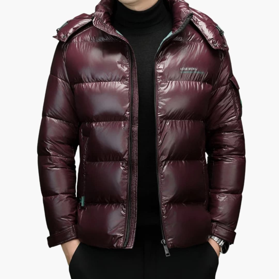 Warm Men's Puffer Coat with Long Sleeves