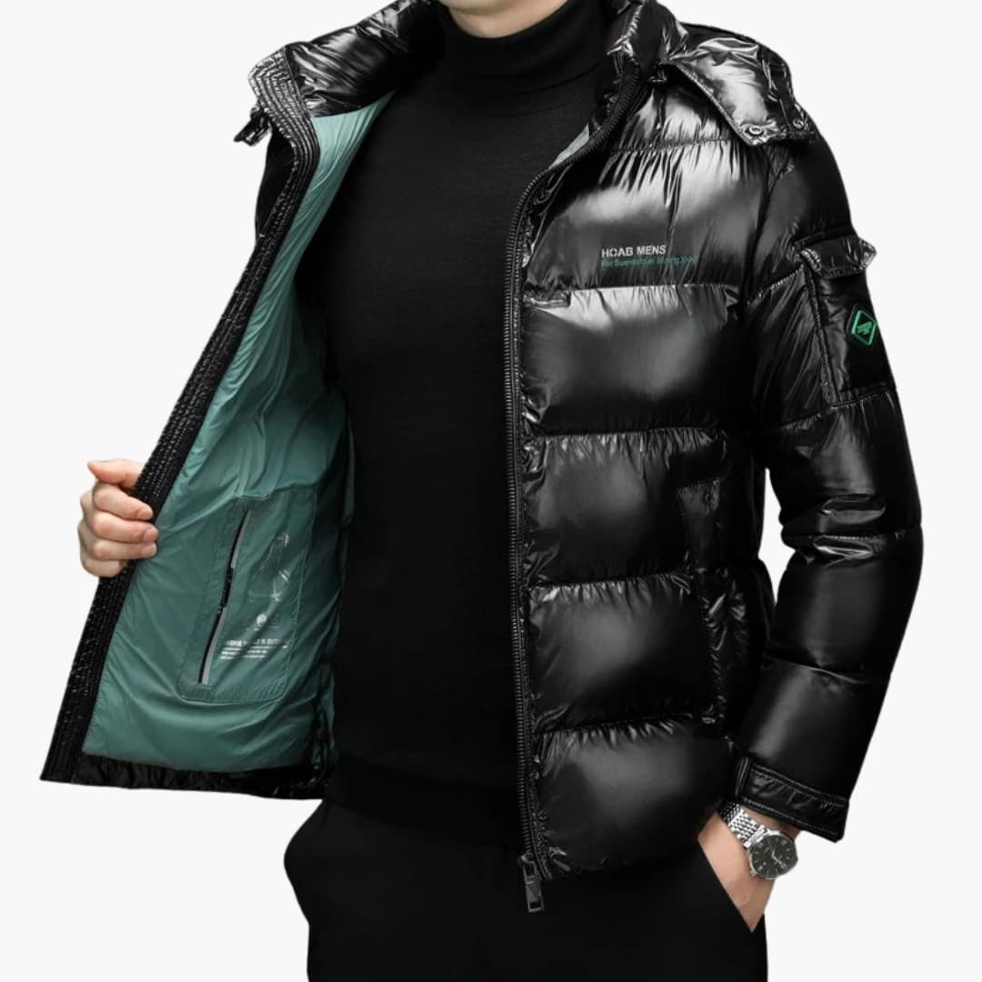 Warm Men's Puffer Coat with Long Sleeves