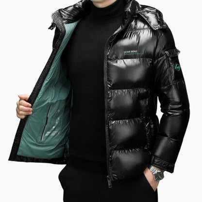 Warm Men's Puffer Coat with Long Sleeves
