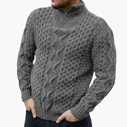 Men's Crew Neck Half Zip Pullover Sweater
