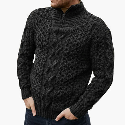 Men's Crew Neck Half Zip Pullover Sweater