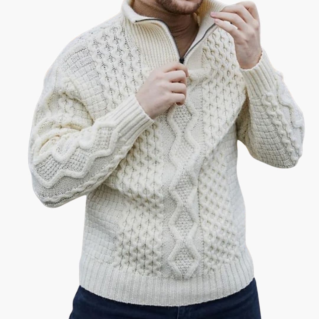 Men's Crew Neck Half Zip Pullover Sweater - Olytrend