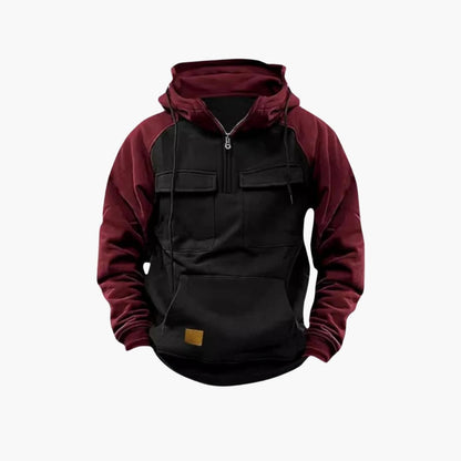 Men's Quarter Zip Pocket Hooded Sweatshirt