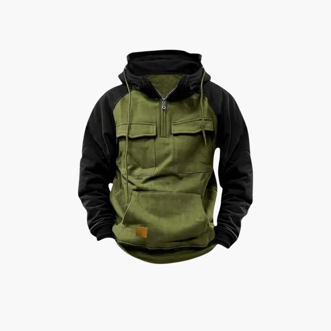 Men's Quarter Zip Pocket Hooded Sweatshirt - Olytrend