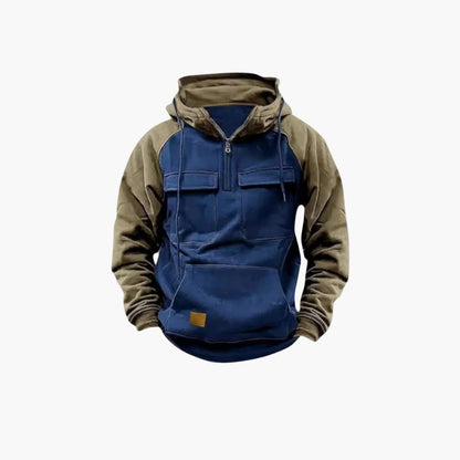 Men's Quarter Zip Pocket Hooded Sweatshirt