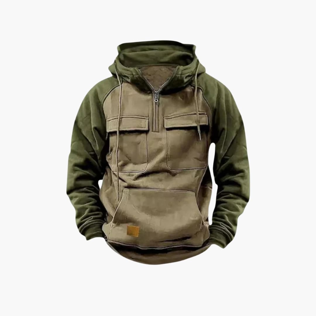 Men's Quarter Zip Pocket Hooded Sweatshirt