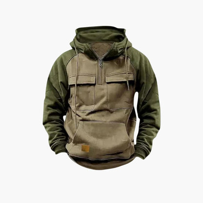 Men's Quarter Zip Pocket Hooded Sweatshirt