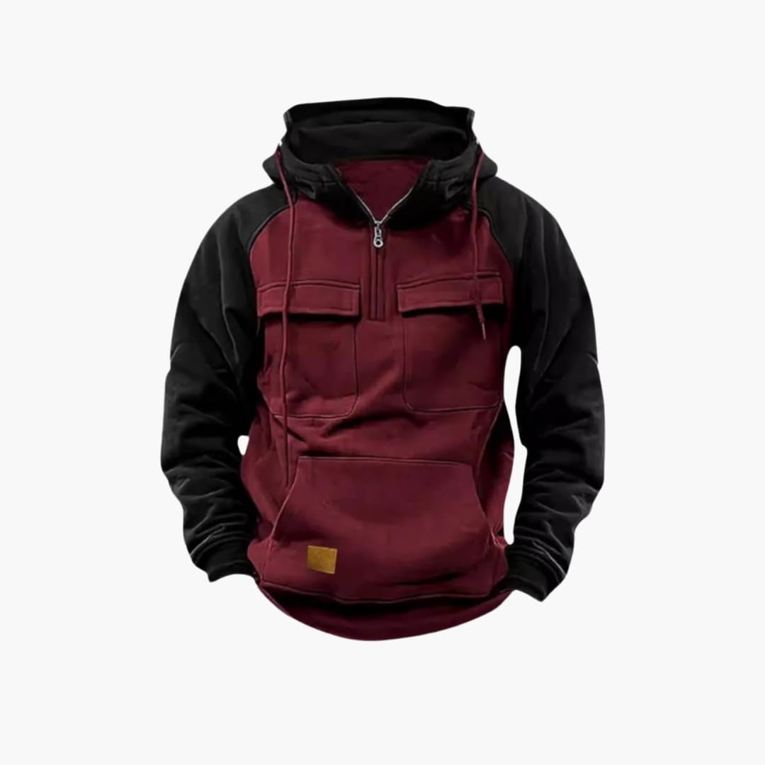 Men's Quarter Zip Pocket Hooded Sweatshirt