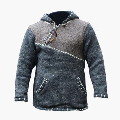 Men's Fleece Hoodie with Pouch and Textured Fabric - Olytrend