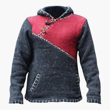 Men's Fleece Hoodie with Pouch and Textured Fabric