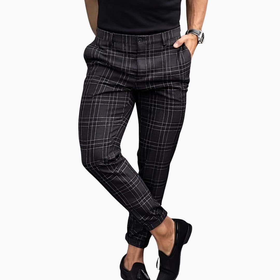 Classic Plaid Pants for Men with Straight Fit - Olytrend