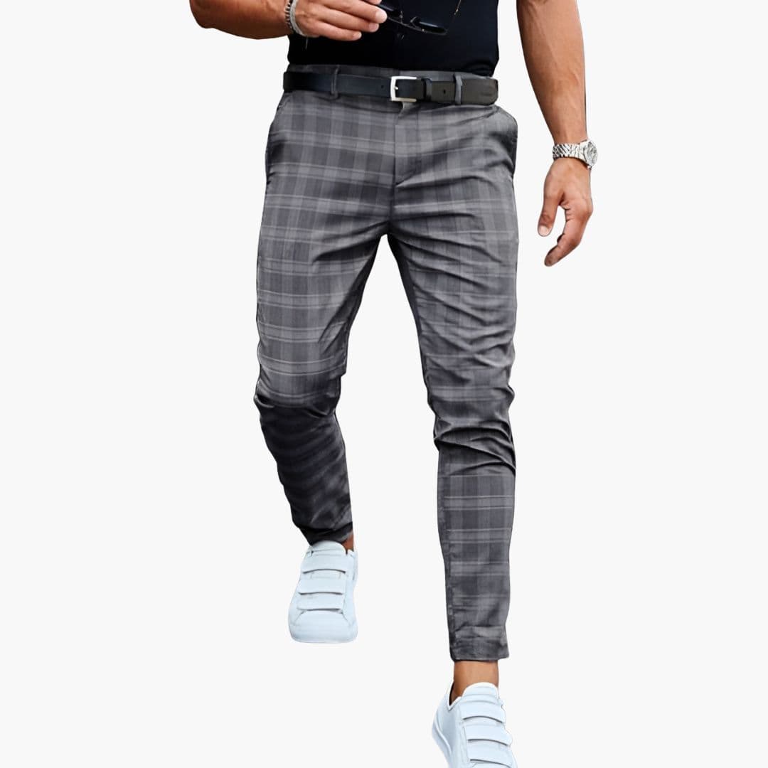 Classic Plaid Pants for Men with Straight Fit