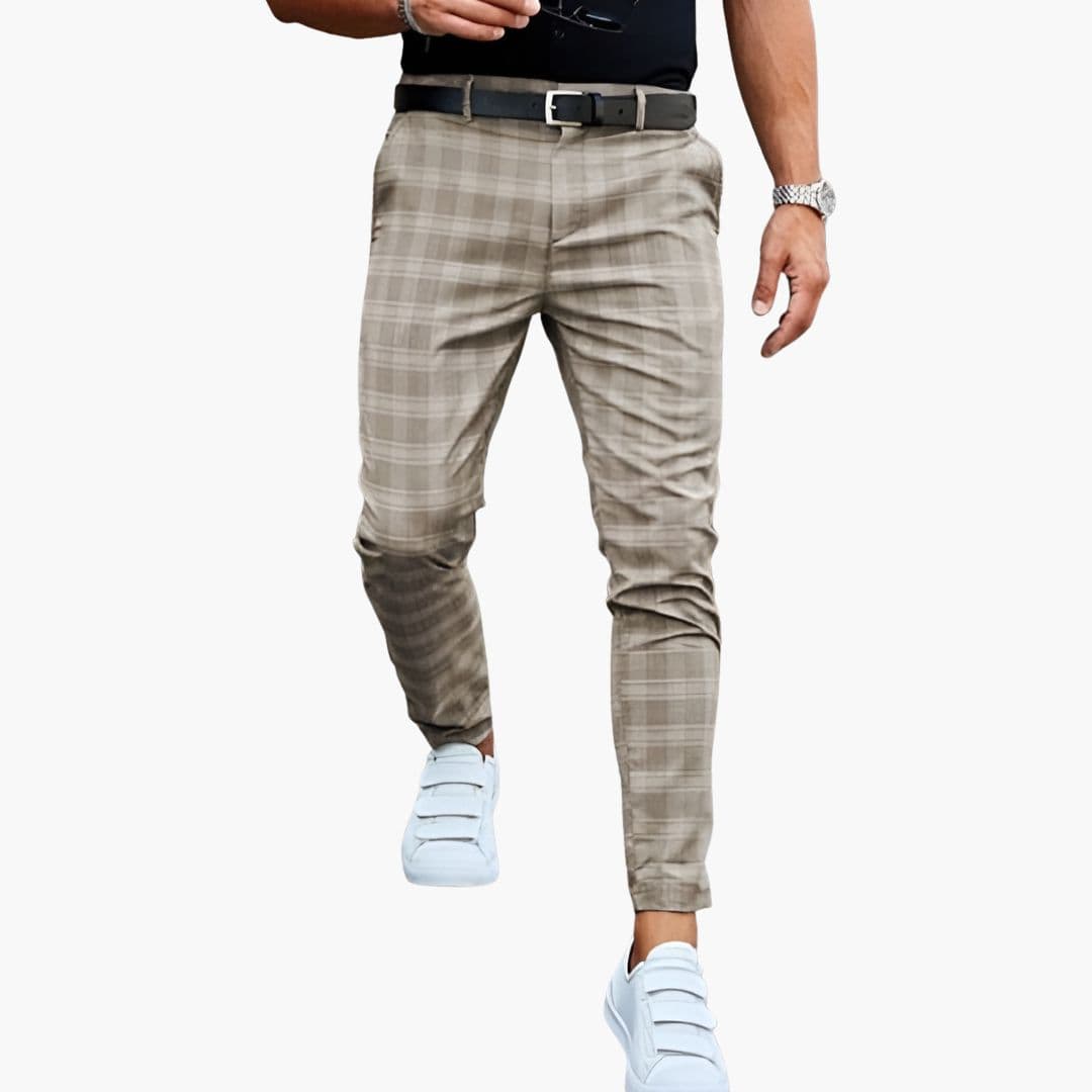 Classic Plaid Pants for Men with Straight Fit