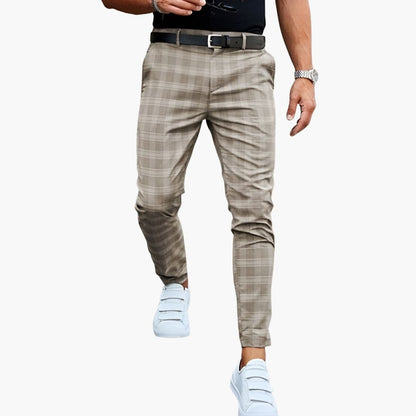 Classic Plaid Pants for Men with Straight Fit