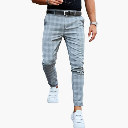 Classic Plaid Pants for Men with Straight Fit