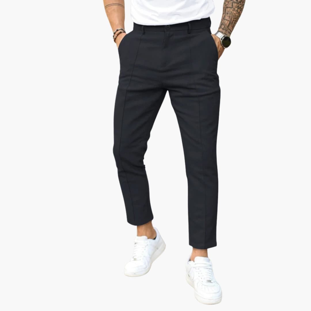 Men's Classic Fit Pants with Buttons and Pockets - Olytrend
