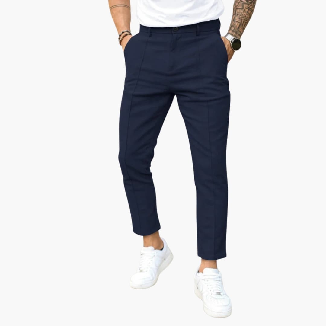 Men's Classic Fit Pants with Buttons and Pockets