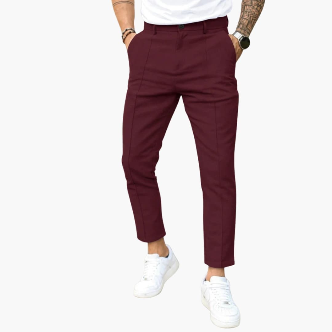 Men's Classic Fit Pants with Buttons and Pockets